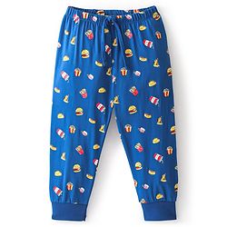 Babyhug Cotton Full Length Lounge Pant Popcorn & Fries Print- Navy Blue