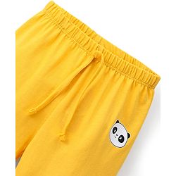 Babyhug Cotton Knit Full Length Lounge Pant Panda Print - Yellow