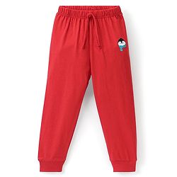 Babyhug Cotton Knit Full Length Lounge Pant Penguin Print - Red