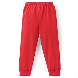 Babyhug Cotton Knit Full Length Lounge Pant Penguin Print - Red