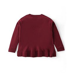 Babyhug Full Sleeves Sweater With Sequin Heart Detailing- Maroon
