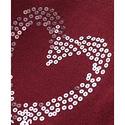 Babyhug Full Sleeves Sweater With Sequin Heart Detailing- Maroon