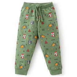 Babyhug Cotton Full Length Lounge Pants Fox Print Pack of 2 - Blue & Green