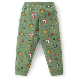 Babyhug Cotton Full Length Lounge Pants Fox Print Pack of 2 - Blue & Green