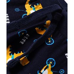 Babyhug Cotton Knit Full Length Dino Printed Lounge Pants Pack of 2 - Navy & Medium Blue
