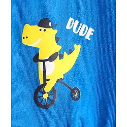 Babyhug Cotton Knit Full Length Dino Printed Lounge Pants Pack of 2 - Navy & Medium Blue