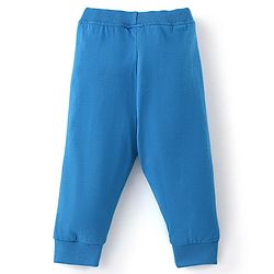 Babyhug Cotton Knit Full Length Lounge Pants with Draw Cord & Text Print Pack of 2 - Green & Blue