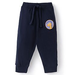 Babyhug Cotton Knit Full Length Lounge Pants with Draw Cord & Dino Print Pack of 2 - Navy & Yellow