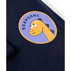 Babyhug Cotton Knit Full Length Lounge Pants with Draw Cord & Dino Print Pack of 2 - Navy & Yellow