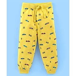 Babyhug Cotton Full Length Lounge Pant Cars Printed Pack of 2 - Blue & Yellow