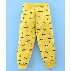 Babyhug Cotton Full Length Lounge Pant Cars Printed Pack of 2 - Blue & Yellow