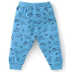 Babyhug Cotton Knit Full Length Lounge Pants Dino Print Pack of 2 - Blue & Orange