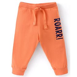 Babyhug Cotton Knit Full Length Lounge Pants Dino Print Pack of 2 - Blue & Orange