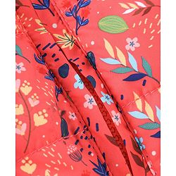 Babyhug Full Sleeves Hooded & Padded Jacket Floral Print- Coral