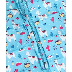 Babyhug Full Sleeves Hooded & Padded Jacket Llama Print- Blue