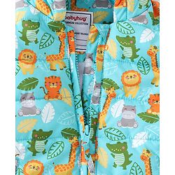 Babyhug Full Sleeves Hooded & Padded Jacket Lion & Tiger Print- Green