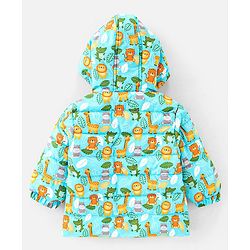 Babyhug Full Sleeves Hooded & Padded Jacket Lion & Tiger Print- Green