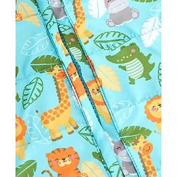 Babyhug Full Sleeves Hooded & Padded Jacket Lion & Tiger Print- Green