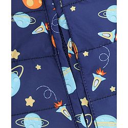 Babyhug Full Sleeves Hooded & Padded Jacket Outer Space Print- Navy Blue