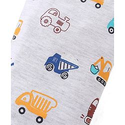 Babyhug Cotton Knit Full Length Lounge Pant Construction Vehicle Print Pack Of 2 - Yellow & White