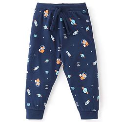 Babyhug Cotton Knit Full Length Lounge Pant Space Pack of 2 - Orange & Blue