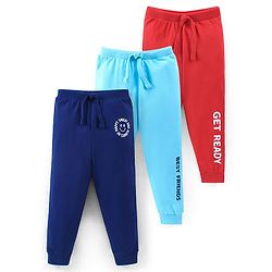 Babyhug Cotton Full Length Text Printed Lounge Pants Pack of 3 - Multicolour