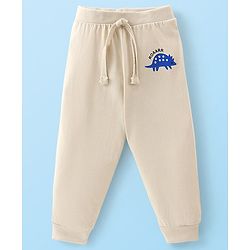 Babyhug Cotton Knit Full Length Lounge Pant Striped & Dino Print Pack of 3 - Beige Red & White