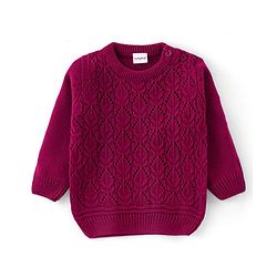 Babyhug Full Sleeves Sweater With Cable Knit Design - Purple