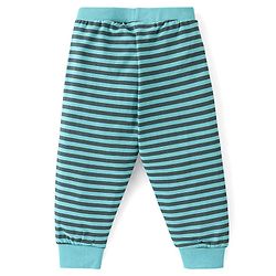 Babyhug Cotton Knit Full Length Lounge Pants Stripes & Dino Print Pack of 3 - Green Beige & White