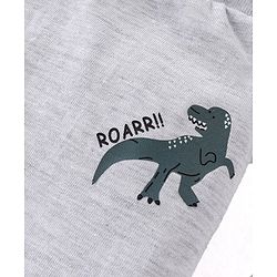 Babyhug Cotton Knit Full Length Lounge Pants Stripes & Dino Print Pack of 3 - Green Beige & White