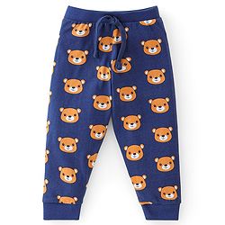 Babyhug Cotton Knit Full Length Lounge Pants Stripes & Teddy Print Pack of 3 - Brown Blue & Yellow