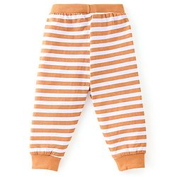 Babyhug Cotton Knit Full Length Lounge Pants Stripes & Teddy Print Pack of 3 - Brown Blue & Yellow