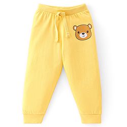Babyhug Cotton Knit Full Length Lounge Pants Stripes & Teddy Print Pack of 3 - Brown Blue & Yellow