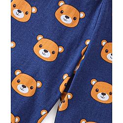 Babyhug Cotton Knit Full Length Lounge Pants Stripes & Teddy Print Pack of 3 - Brown Blue & Yellow