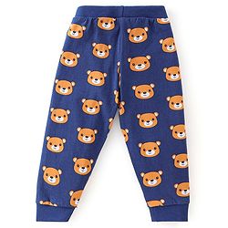 Babyhug Cotton Knit Full Length Lounge Pants Stripes & Teddy Print Pack of 3 - Brown Blue & Yellow