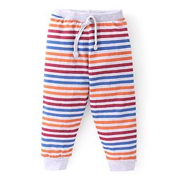 Babyhug Cotton Full Length Lounge Pants Striped & Wolf Printed Pack of 3 - Red & Blue