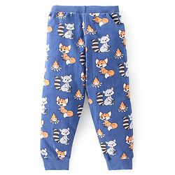 Babyhug Cotton Full Length Lounge Pants Striped & Wolf Printed Pack of 3 - Red & Blue