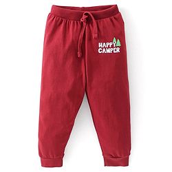 Babyhug Cotton Full Length Lounge Pants Striped & Wolf Printed Pack of 3 - Red & Blue