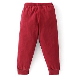 Babyhug Cotton Full Length Lounge Pants Striped & Wolf Printed Pack of 3 - Red & Blue