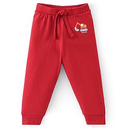 Babyhug Cotton Knit Full Length Lounge Pants Stripes & Rockets Print Pack of 3 - White Red & Navy Blue