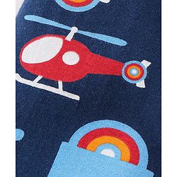 Babyhug Cotton Knit Full Length Lounge Pants Stripes & Rockets Print Pack of 3 - White Red & Navy Blue