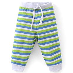 Babyhug Cotton Knit Full Length Lounge Pants With Stripes Pack of 3 - Multicolour