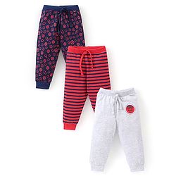 Babyhug Cotton Knit Full Length Lounge Pant Ball Prints Pack of 3- Multicolour