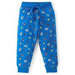 Babyhug Cotton Knit Lounge Pant Solid Color & Space Theme Pack Of 3 - Multicolor