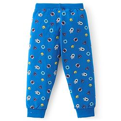 Babyhug Cotton Knit Lounge Pant Solid Color & Space Theme Pack Of 3 - Multicolor