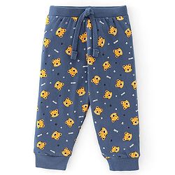 Babyhug Cotton Full Length Lounge Pant Striped & Tiger Printed Pack of 3 - Yellow & Navy Blue