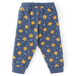 Babyhug Cotton Full Length Lounge Pant Striped & Tiger Printed Pack of 3 - Yellow & Navy Blue