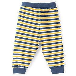 Babyhug Cotton Full Length Lounge Pant Striped & Tiger Printed Pack of 3 - Yellow & Navy Blue