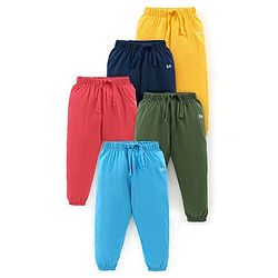 Babyhug Cotton Full Length Solid Lounge Pants Pack of 5 - Multicolour