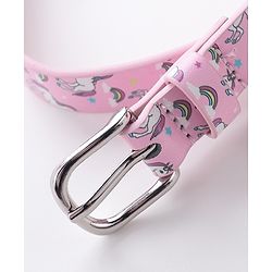 Babyhug Buckle Closure Belt unicorn Print - Pink